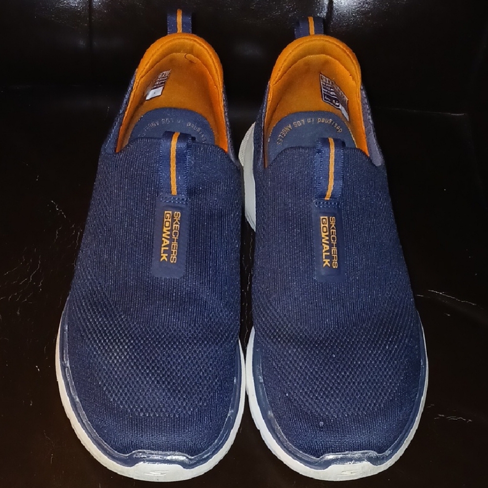 Skechers Blue and Orange Go Walk Slip-Ons